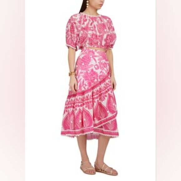 FARM RIO Tropical Woodcut cropped top Size M‎ in Pink/White NWT - Picture 4 of 9